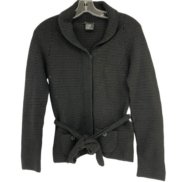 Theory Cardigan Belted Wool-Cashmere Black Small - Picture 1 of 8
